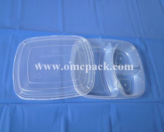 MC3 PP food container with three compartments